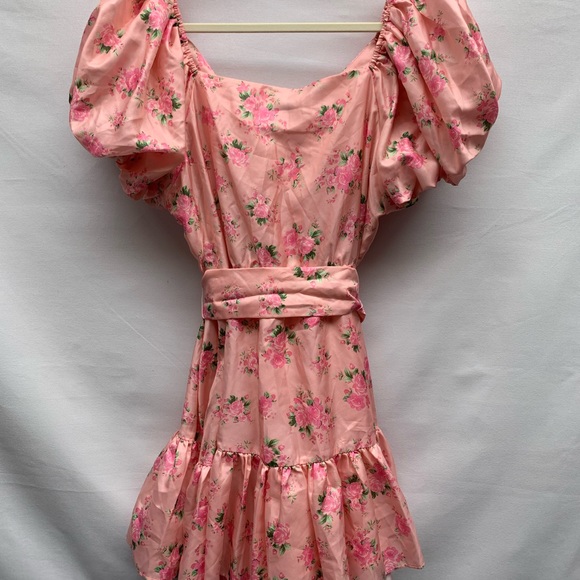 LoveShackFancy for Target Cecile Puff Sleeve Pink Floral Dress Sz. 14 - Picture 2 of 9